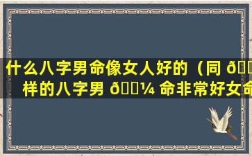 什么八字男命像女人好的（同 🐶 样的八字男 🐼 命非常好女命）